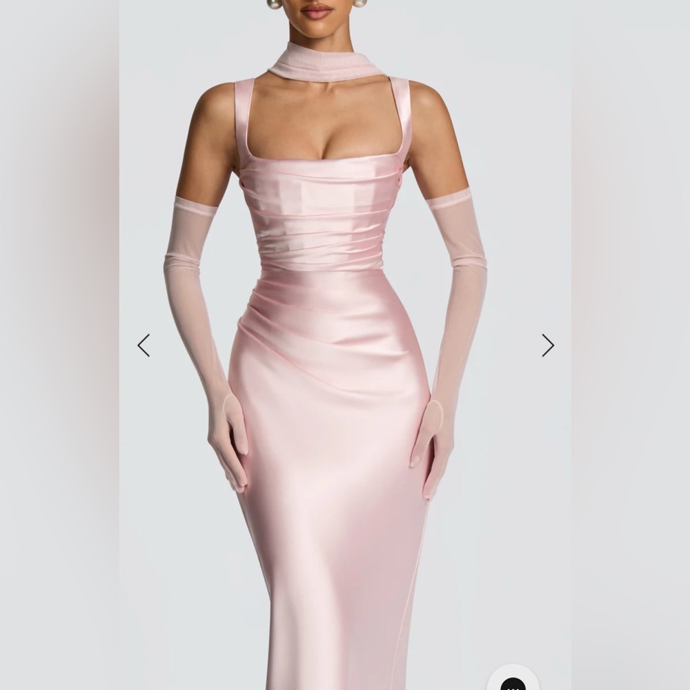 Elegant Pink Satin Maxi Dress with Cowl Neck